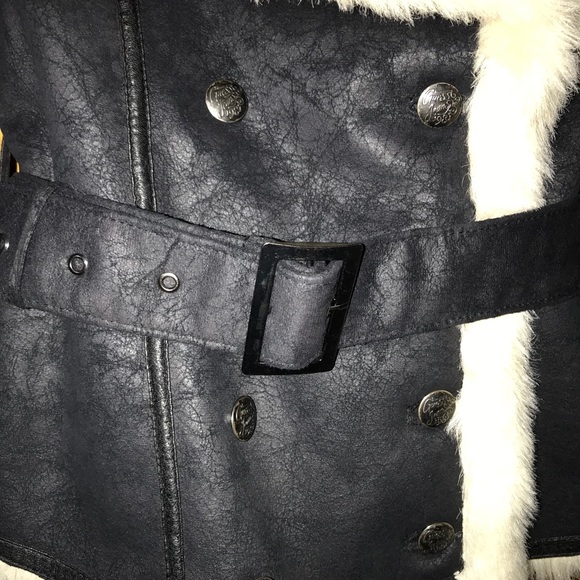 GUESS Double Breasted Faux Fur Lined Coat - Picture 2 of 10